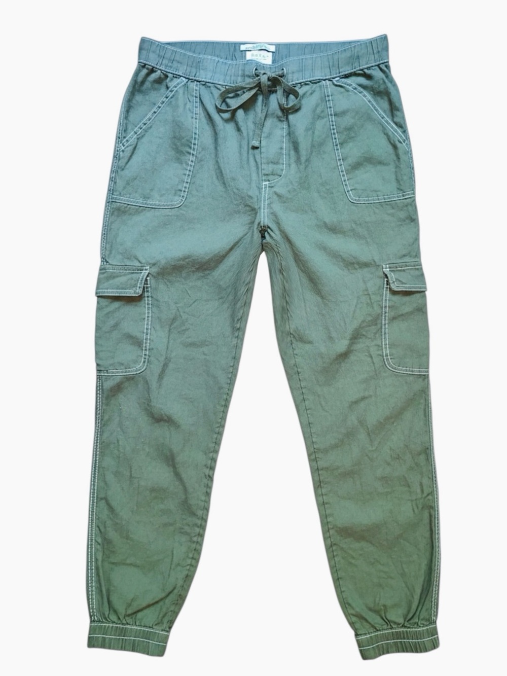 NEW Utility Cargo Linen Pants European Flax Cargo Jogger Olive - Picture 7 of 10